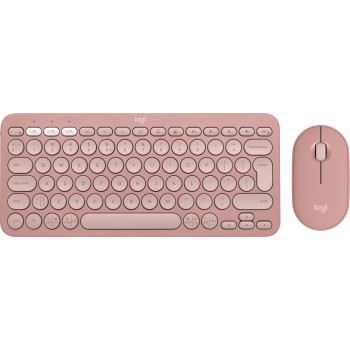 Logitech Pebble 2 Combo klawiatura Dołączona myszka RF Wireless + Bluetooth QWERTY Amerykański międzynarodowy Różowy