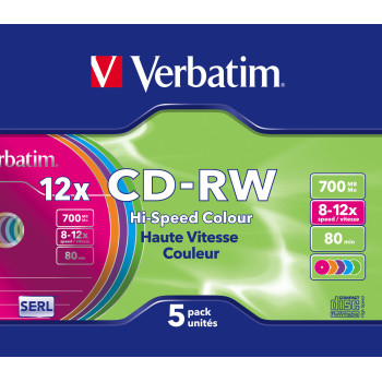 Verbatim CD-RW Colour 12x 700 MB 5 szt.