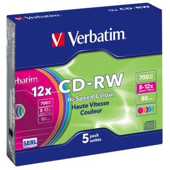 Verbatim CD-RW Colour 12x 700 MB 5 szt.