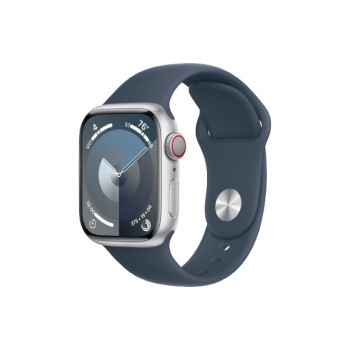 Watch Series 9 GPS + Cellular, 41mm Koperta z aluminium w kolorze srebrnym z paskiem sportowy w kolorze sztormowego b??kitu - S/