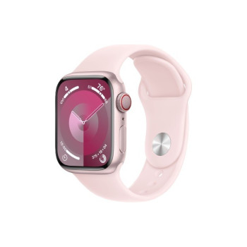 Watch Series 9 GPS + Cellular, 41mm Koperta z aluminium w kolorze różowym z paskiem sportowy w kolorze jasnoróżowym - S/M