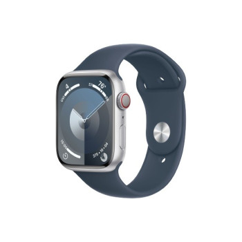 Watch Series 9 GPS + Cellular, 45mm Koperta z aluminium w kolorze srebrnym z paskiem sportowy w kolorze sztormowego b??kitu - S/