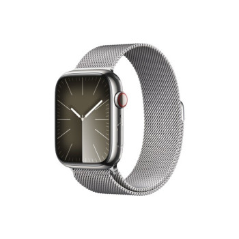 Watch Series 9 GPS + Cellular, 45mm Koperta ze stali nierdzewnej w kolorze srebrnym z bransoletą mediolańską w kolorze srebrnym
