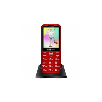 EVOLVEO EasyPhone XO, mobilní telefon pro seniory s nabíjecím stojánkem, červená