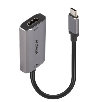 Lindy 43327 adapter kablowy 0,11 m USB Type-C HDMI Czarny, Szary