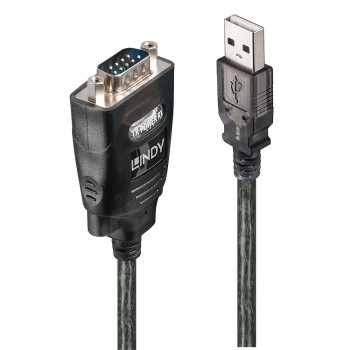 Lindy 42686 kabel równoległy Czarny 1,1 m USB Typu-A DB-9