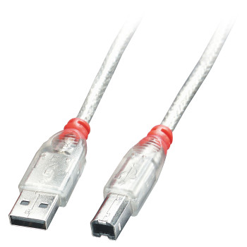 Lindy 41755 kabel USB 5 m USB 2.0 USB A USB B Przezroczysty