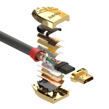 Lindy 37864 kabel HDMI 5 m HDMI Typu A (Standard) Złoto, Szary