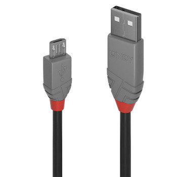 Lindy 36734 kabel USB 3 m USB 2.0 USB A Micro-USB B Czarny, Szary