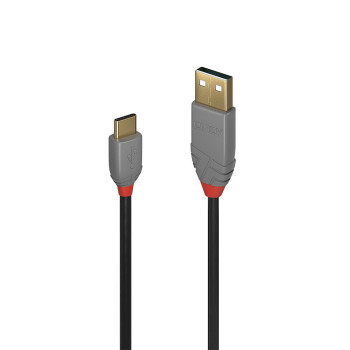 Lindy 36887 kabel USB 2 m USB 2.0 USB A USB C Czarny, Szary