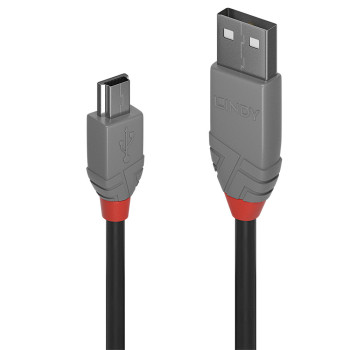 Lindy 36722 kabel USB 1 m USB 2.0 USB A Mini-USB B Czarny, Szary