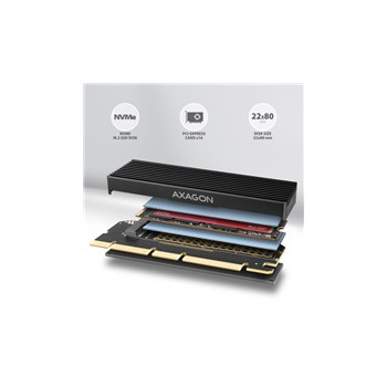 AXAGON PCEM2-XS, PCIe x16 - M.2 NVMe M-key slot adaptér, kryt s chladičem pro pasivní chlazení
