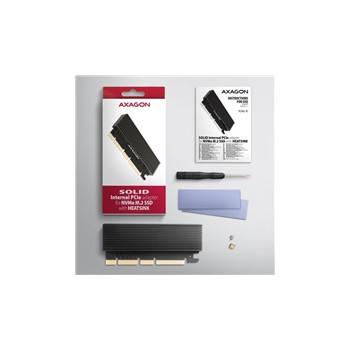 AXAGON PCEM2-XS, PCIe x16 - M.2 NVMe M-key slot adaptér, kryt s chladičem pro pasivní chlazení
