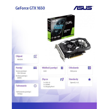 Karta graficzna GeForce GTX 1650 V2 DUAL OC 4GB GDDR6 128bit HDMI/DVI/DP