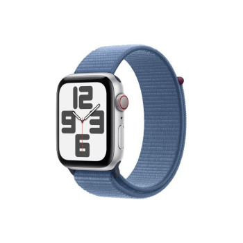 Watch SE GPS + Cellular, 44mm Koperta z aluminium w kolorze srebrnym z opaską sportową w kolorze zimowego błękitu