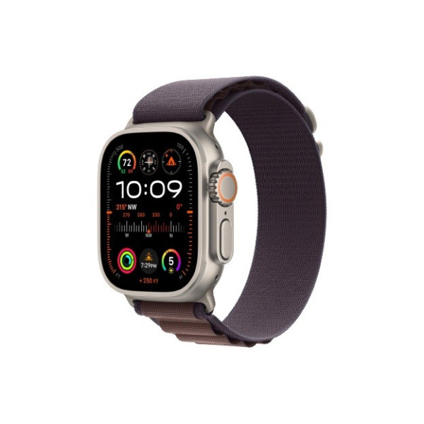 Watch Ultra 2 GPS + Cellular, 49mm Koperta z tytanu z opaską Alpine w kolorze indygo - S Watch Ultra 2 GPS + Cellular, 49mm Koperta z tytanu z opaską Alpine w kolorze indygo - S