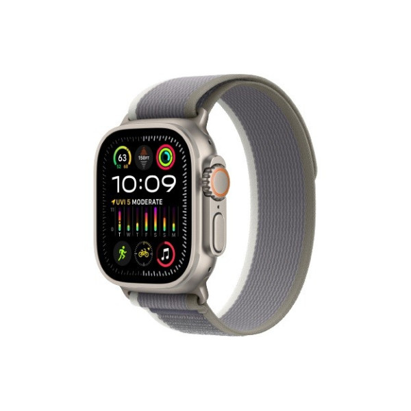 Watch Ultra 2 GPS + Cellular, 49mm Koperta z tytanu z opaską Trail w kolorze zielonym/szarym - S/M Watch Ultra 2 GPS + Cellular, 49mm Koperta z tytanu z opaską Trail w kolorze zielonym/szarym - S/M