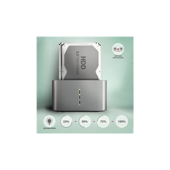 AXAGON ADSA-DC, USB-C 5Gbps - 2x SATA 6G 2.5"/3.5" SSD/HDD CLONE DUAL stacja dokująca