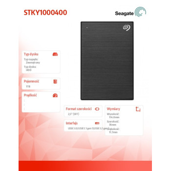 Dysk One Touch 1TB 2,5 STKY1000400 Czarny