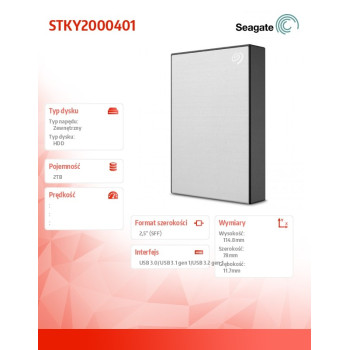 Dysk One Touch 2TB 2,5 STKY2000401 Srebrny