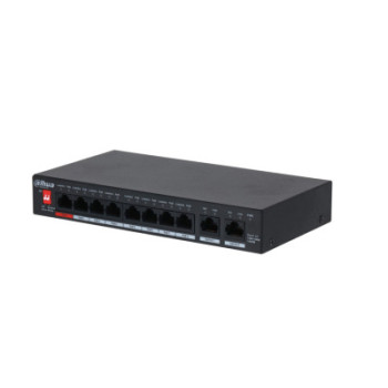 Dahua Technology PoE PFS3010-8GT-96 Nie zarządzany Gigabit Ethernet (10 100 1000) Obsługa PoE Czarny