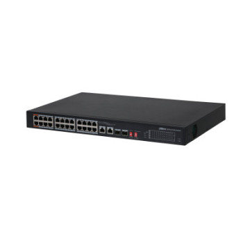 Dahua Technology PoE DH-PFS3226-24ET-240 łącza sieciowe Nie zarządzany L2 Gigabit Ethernet (10 100 1000) Obsługa PoE 1U Czarny