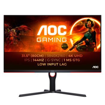 AOC G3 U32G3X LED display 80 cm (31.5") 3840 x 2160 px 4K Ultra HD Czarny, Czerwony