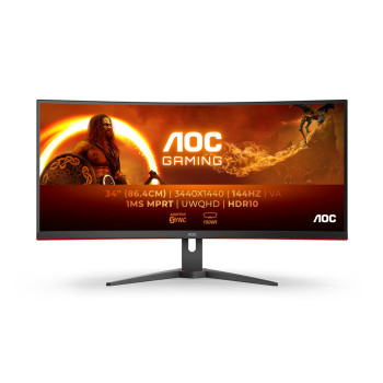 AOC G2 CU34G2XE BK monitor komputerowy 86,4 cm (34") 3440 x 1440 px Czarny, Czerwony