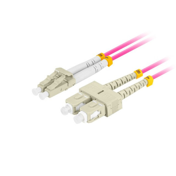 Patchcord światłowodowy mm lc/upc-sc/upc duplex 3.0mm om4 50/125 5m fioletowy Patchcord światłowodowy mm lc/upc-sc/upc duplex 3.0mm om4 50/125 5m fioletowy