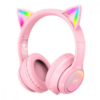 Słuchawki gamingowe B90 RGB kocie uszy Różowe
