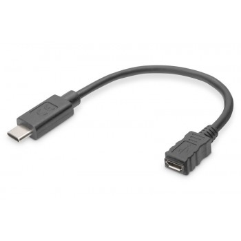 Kabel adapter USB 2.0 HighSpeed Typ USB C/micro USB B M/Ż 0,15m Czarny