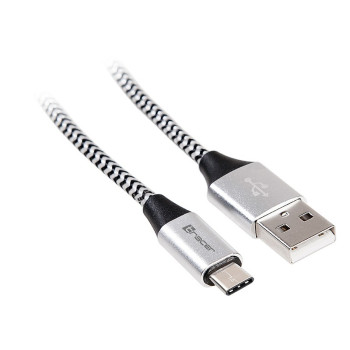 Kabel USB 2.0 Type-C A męski - C męski 1,0m czarno-srebrny