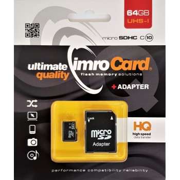Zestaw kart pamięci IMRO 10/64G UHS-I ADP (64GB, Class 10, Class U1, + adapter)