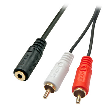Lindy 35677 kabel audio 0,25 m 2 x RCA 3.5mm Czarny, Czerwony, Biały
