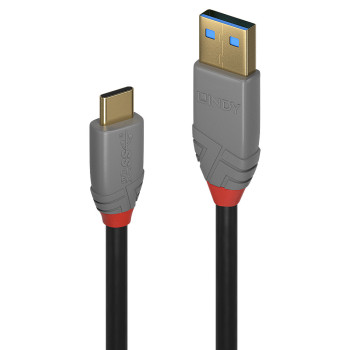 Lindy 36910 kabel USB 0,5 m USB C USB A Czarny, Szary