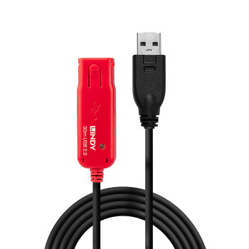 Lindy 42923 kabel USB 30 m USB 2.0 USB A Czarny, Czerwony