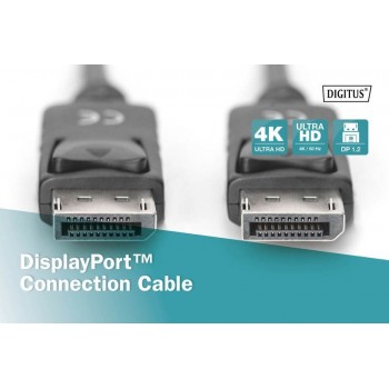 Kabel połączeniowy DisplayPort z zatrzaskami 1080p 60Hz FHD Typ DP/DP M/M czarny 15m