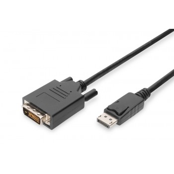 Kabel adapter Displayport z zatrzaskiem 1080p 60Hz FHD Typ DP/DVI-D (24+1) M/M 1m Czarny