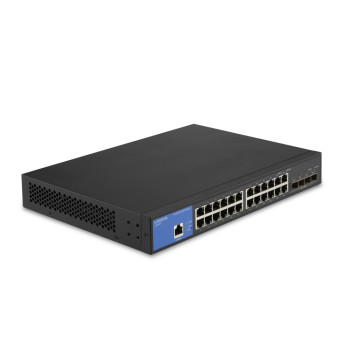 Linksys 24-portowy gigabitowy zarządzalny przełącznik sieciowy z 4 gniazdami 10 G Uplink SFP+
