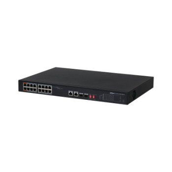 Dahua Technology PoE DH-PFS3218-16ET-135 łącza sieciowe Nie zarządzany L2 Gigabit Ethernet (10 100 1000) Obsługa PoE 1U Czarny