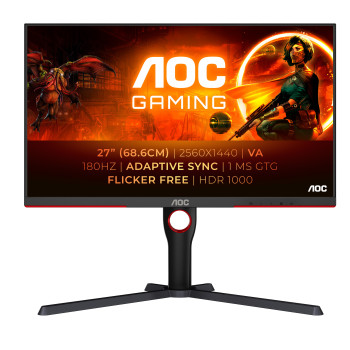 AOC G3 Q27G3XMN monitor komputerowy 68,6 cm (27") 2560 x 1440 px 2K Ultra HD LED Czarny