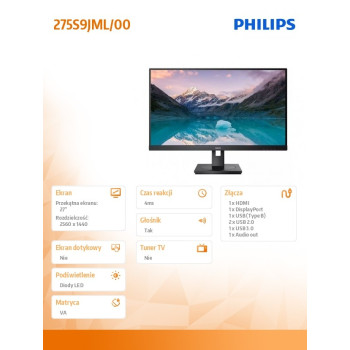 Monitor 275S9JML 27 cali VA HDMI DP Pivot Głośniki