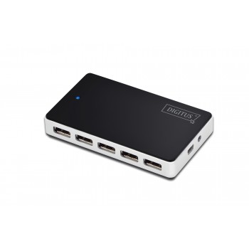Hub USB DIGITUS DA-70229 (10x USB 2.0, kolor czarny)