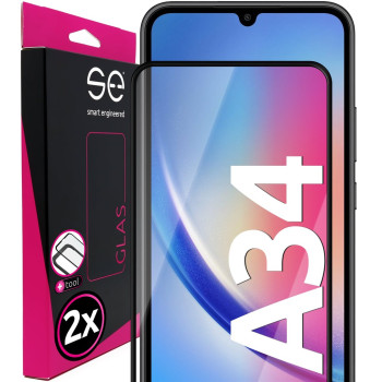 smart engineered 2x3D Tempered Glass Screen Protector for Galaxy A34 transparent