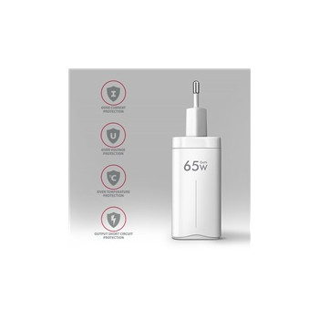 AXAGON ACU-DPQ65W, GaN ładowarka sieciowa GaN 65W, 3x port (USB-A + dual USB-C), PD3.0/QC4+/PPS/Apple, biała