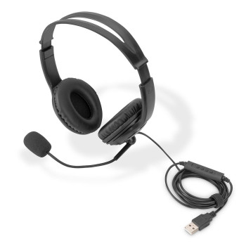 Słuchawki z mikrofonem DIGITUS USB, pilot, redukcja szumów, kabel dł. 1,95m