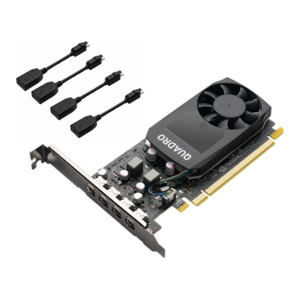 Zestaw karta VGA PNY Quadro P1000 v2 4GB GDDR5 128-bit 4xmDP V2 LP Bulk + 4 adaptery mini DisplayPort na DisplayPort Zestaw karta VGA PNY Quadro P1000 v2 4GB GDDR5 128-bit 4xmDP V2 LP Bulk + 4 adaptery mini DisplayPort na DisplayPort