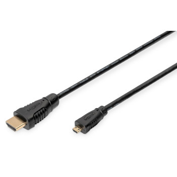 Kabel HDMI 1.4 DIGITUS High Speed Ethernet 1080p60Hz Micro HDMI D/HDMI A M/M czarny 1m