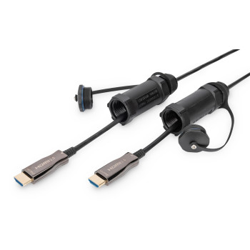 Kabel DIGITUS połączeniowy hybrydowy AOC IP68 wzmocniony HDMI 2.0 Premium High Speed 4K60Hz HDMI A/HDMI A M/M czarny 10m