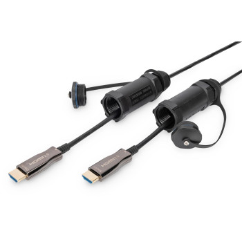 Kabel DIGITUS połączeniowy hybrydowy AOC IP68 wzmocniony HDMI 2.0 Premium High Speed 4K60Hz HDMI A/HDMI A M/M czarny 15m